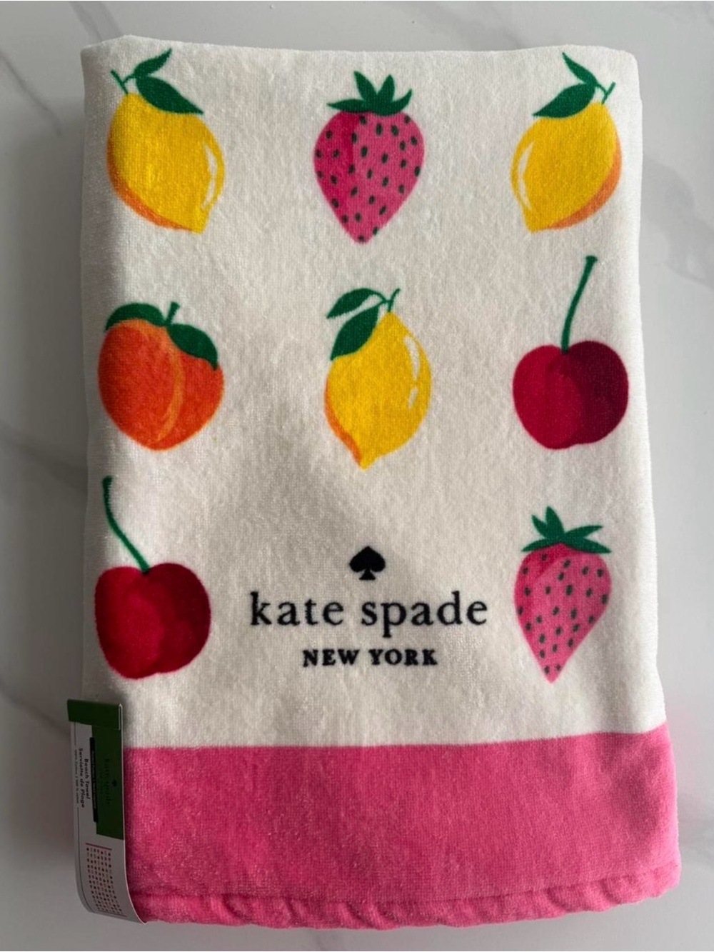 kate spade Pink and White Fruit Print Beach Towel - Picture 3 of 3